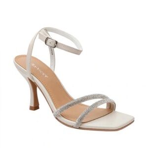 Lisa Vicky Green Crystal Ankle Strap Heels